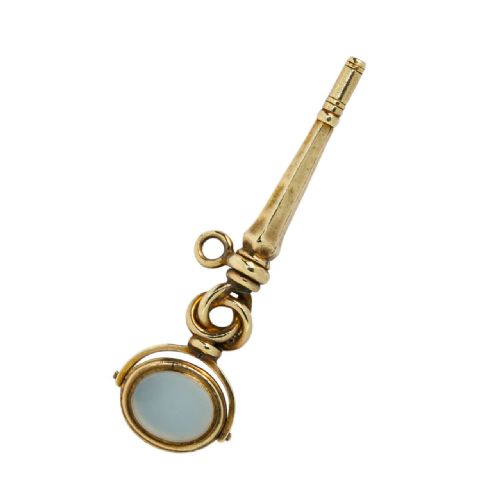 ANTIQUE GOLD BLOODSTONE FOB WATCH KEY - ADDITIONAL PHOTO 3