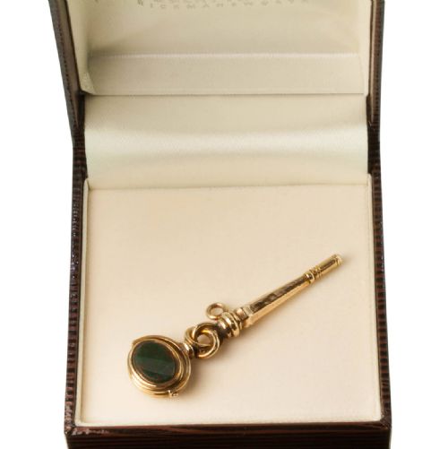 ANTIQUE GOLD BLOODSTONE FOB WATCH KEY - ADDITIONAL PHOTO 5