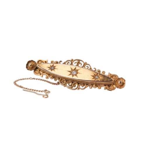 VINTAGE 1920S 15CT GOLD DIAMOND BROOCH - ADDITIONAL PHOTO 3
