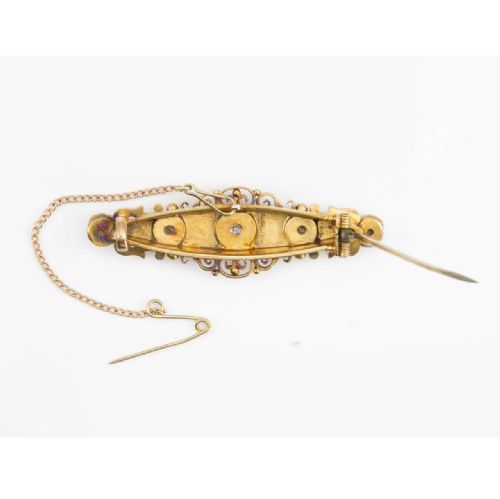 VINTAGE 1920S 15CT GOLD DIAMOND BROOCH - ADDITIONAL PHOTO 5