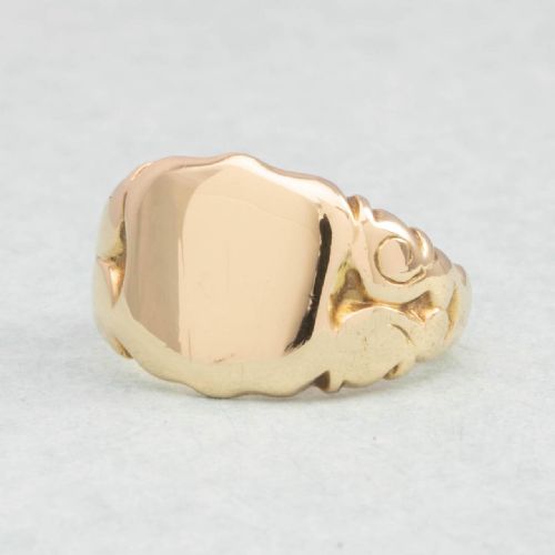 ANTIQUE 18CT GOLD SHIELD FACE HEAVY SIGNET RING - ADDITIONAL PHOTO 2