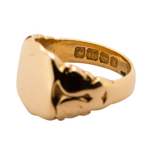 ANTIQUE 18CT GOLD SHIELD FACE HEAVY SIGNET RING - ADDITIONAL PHOTO 4