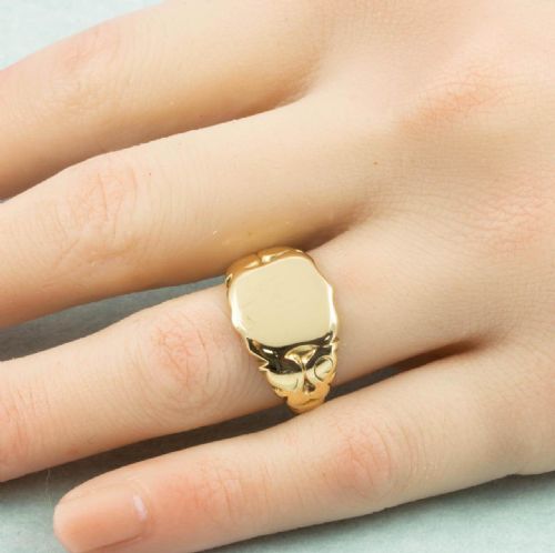 ANTIQUE 18CT GOLD SHIELD FACE HEAVY SIGNET RING - ADDITIONAL PHOTO 6
