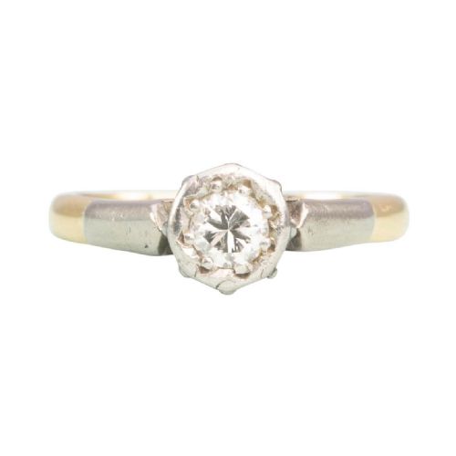 vintage 18ct gold 040 carat solitaire diamond engagement ring small size - CATEGORY: ANTIQUE JEWELLERY - DATED 1930