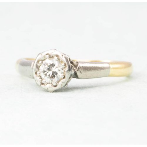 VINTAGE 18CT GOLD 040 CARAT SOLITAIRE DIAMOND ENGAGEMENT RING SMALL SIZE - ADDITIONAL PHOTO 1