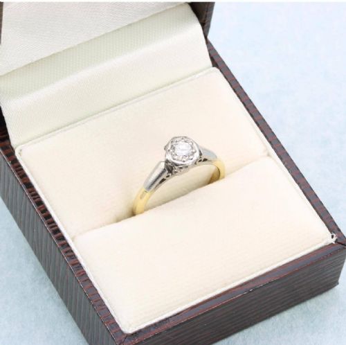 VINTAGE 18CT GOLD 040 CARAT SOLITAIRE DIAMOND ENGAGEMENT RING SMALL SIZE - ADDITIONAL PHOTO 7