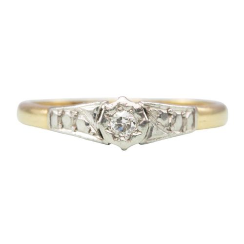 vintage 18ct gold solitaire diamond engagement ring - CATEGORY: ANTIQUE JEWELLERY - DATED 1930