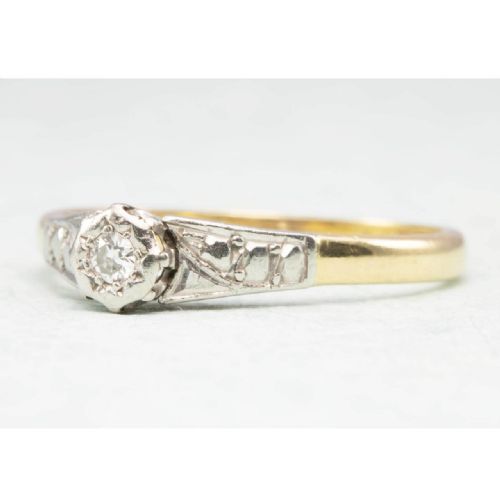 VINTAGE 18CT GOLD SOLITAIRE DIAMOND ENGAGEMENT RING - ADDITIONAL PHOTO 1