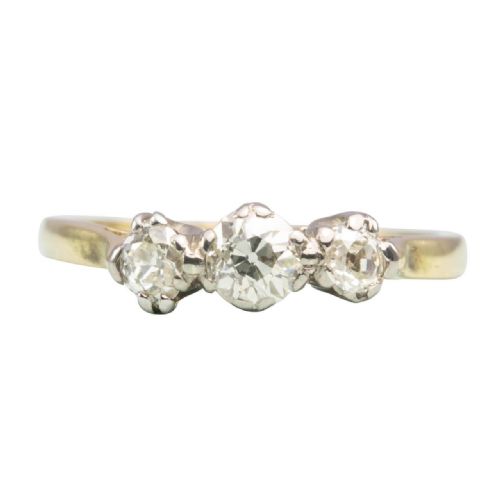 antique 18ct gold 3 stone old cut diamond ring - CATEGORY: ANTIQUE JEWELLERY - DATED 1910