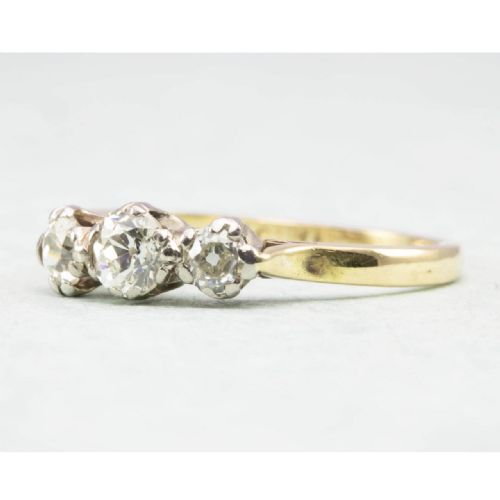 ANTIQUE 18CT GOLD 3 STONE OLD CUT DIAMOND RING - ADDITIONAL PHOTO 1