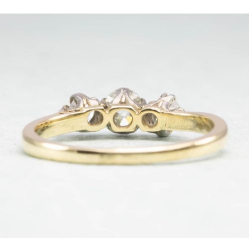 ANTIQUE 18CT GOLD 3 STONE OLD CUT DIAMOND RING - ADDITIONAL PHOTO 2