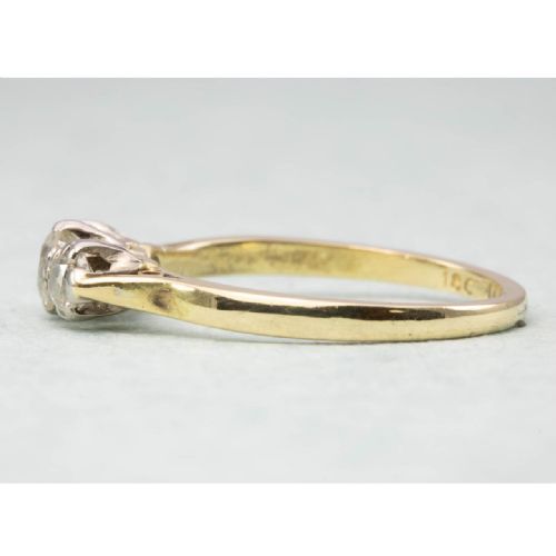 ANTIQUE 18CT GOLD 3 STONE OLD CUT DIAMOND RING - ADDITIONAL PHOTO 3