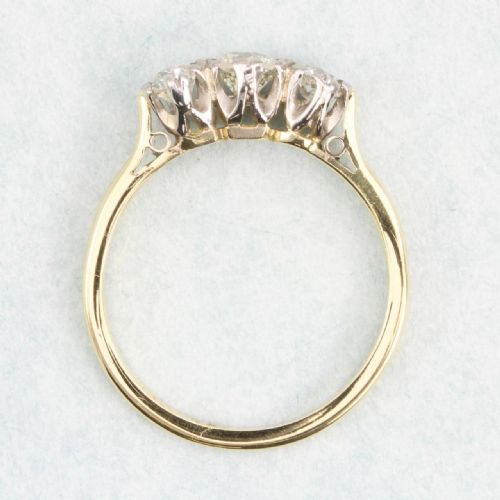 ANTIQUE 18CT GOLD 3 STONE OLD CUT DIAMOND RING - ADDITIONAL PHOTO 4