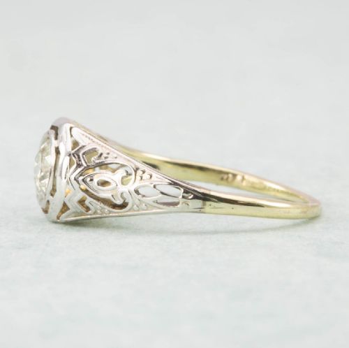 ANTIQUE 14CT GOLD OLD CUT DIAMOND SOLITAIRE ENGAGEMENT RING - ADDITIONAL PHOTO 2