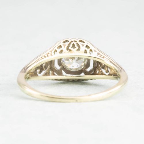 ANTIQUE 14CT GOLD OLD CUT DIAMOND SOLITAIRE ENGAGEMENT RING - ADDITIONAL PHOTO 3