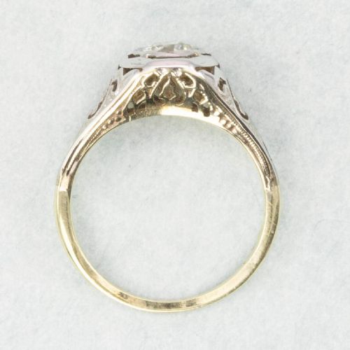 ANTIQUE 14CT GOLD OLD CUT DIAMOND SOLITAIRE ENGAGEMENT RING - ADDITIONAL PHOTO 4