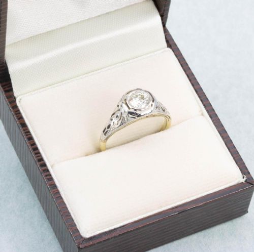 ANTIQUE 14CT GOLD OLD CUT DIAMOND SOLITAIRE ENGAGEMENT RING - ADDITIONAL PHOTO 6