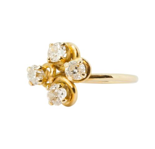 VICTORIAN 12 CARAT FOUR STONE DIAMOND 18CT GOLD DRESS RING - ADDITIONAL PHOTO 1