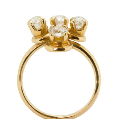 VICTORIAN 12 CARAT FOUR STONE DIAMOND 18CT GOLD DRESS RING - ADDITIONAL PHOTO 2