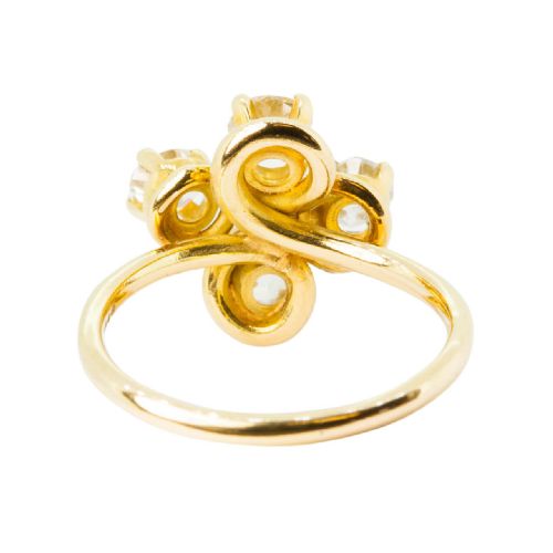 VICTORIAN 12 CARAT FOUR STONE DIAMOND 18CT GOLD DRESS RING - ADDITIONAL PHOTO 3