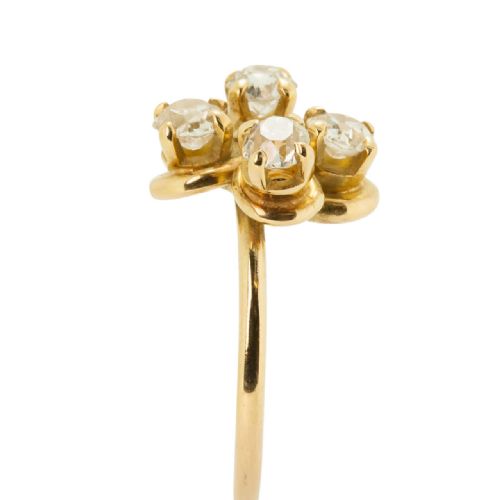 VICTORIAN 12 CARAT FOUR STONE DIAMOND 18CT GOLD DRESS RING - ADDITIONAL PHOTO 4