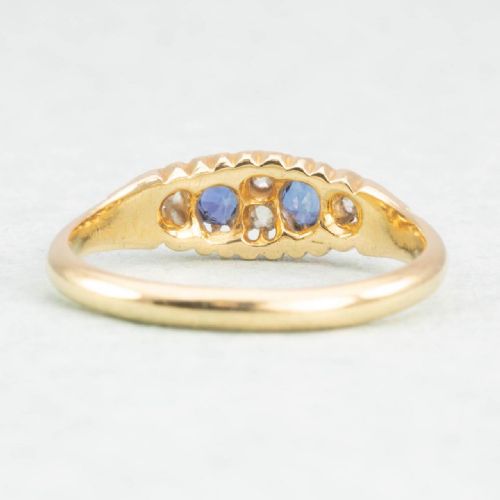 EDWARDIAN 18CT GOLD SAPPHIRE DIAMOND BOAT SHAPE RING - ADDITIONAL PHOTO 3