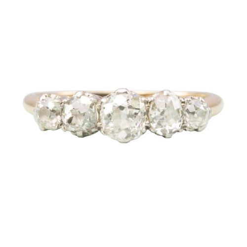 vintage 18ct gold 5 stone 11 carat old cut diamond ring - CATEGORY: ANTIQUE JEWELLERY - DATED 1920