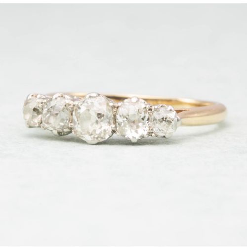 VINTAGE 18CT GOLD 5 STONE 11 CARAT OLD CUT DIAMOND RING - ADDITIONAL PHOTO 1