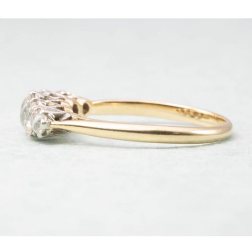 VINTAGE 18CT GOLD 5 STONE 11 CARAT OLD CUT DIAMOND RING - ADDITIONAL PHOTO 2