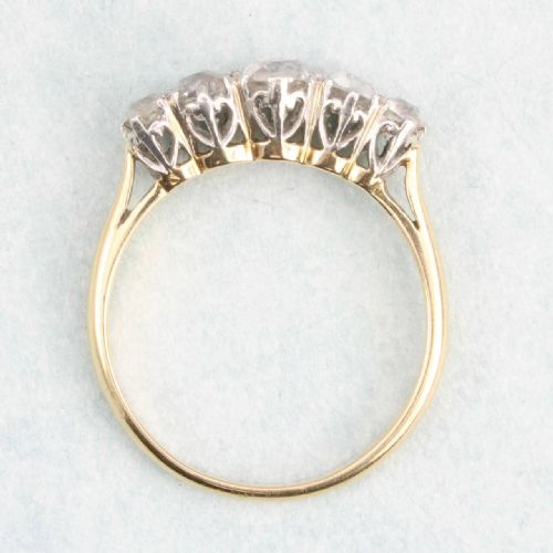 VINTAGE 18CT GOLD 5 STONE 11 CARAT OLD CUT DIAMOND RING - ADDITIONAL PHOTO 3