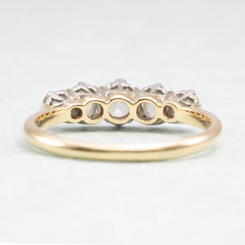VINTAGE 18CT GOLD 5 STONE 11 CARAT OLD CUT DIAMOND RING - ADDITIONAL PHOTO 4
