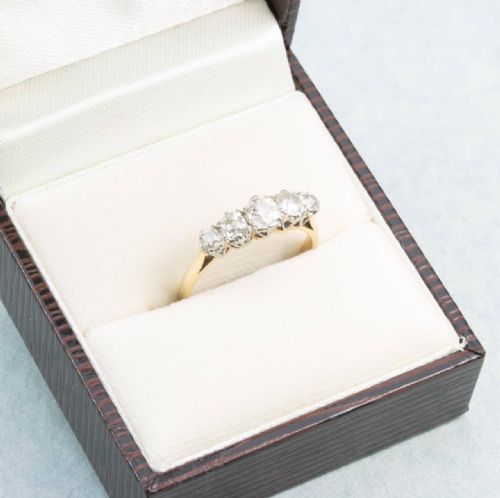 VINTAGE 18CT GOLD 5 STONE 11 CARAT OLD CUT DIAMOND RING - ADDITIONAL PHOTO 6