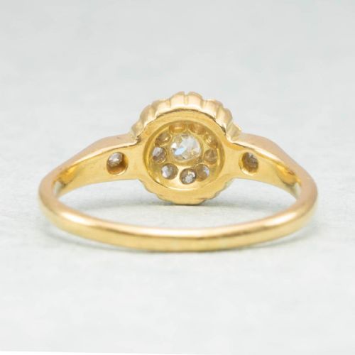 VINTAGE 18CT YELLOW GOLD OLD CUT DIAMOND CLUSTER RING - ADDITIONAL PHOTO 3