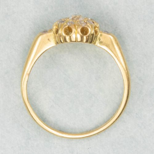 VINTAGE 18CT YELLOW GOLD OLD CUT DIAMOND CLUSTER RING - ADDITIONAL PHOTO 4