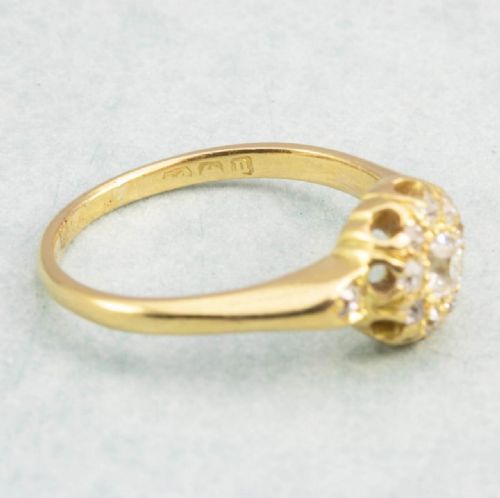 VINTAGE 18CT YELLOW GOLD OLD CUT DIAMOND CLUSTER RING - ADDITIONAL PHOTO 5