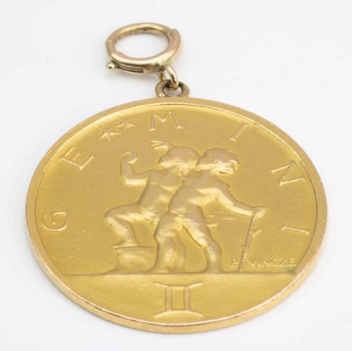 RESERVED VINTAGE PAUL VINCZE 9CT GOLD LARGE GEMINI PENDANT - ADDITIONAL PHOTO 1
