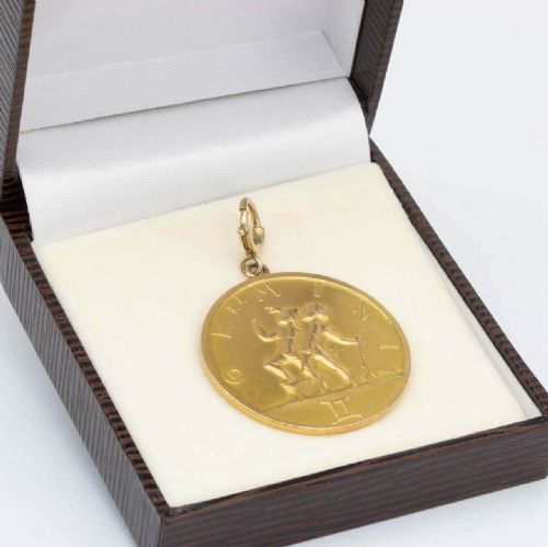 RESERVED VINTAGE PAUL VINCZE 9CT GOLD LARGE GEMINI PENDANT - ADDITIONAL PHOTO 4