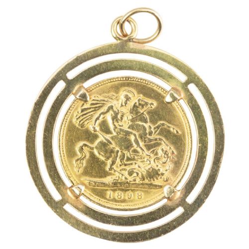 vintage queen victoria half sovereign 18ct gold pendant - CATEGORY: ANTIQUE JEWELLERY - DATED 1960