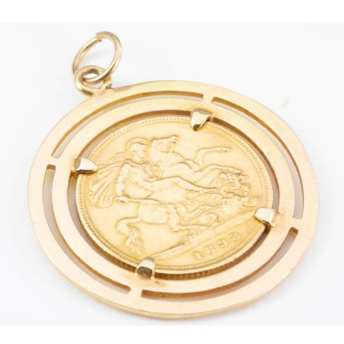 VINTAGE QUEEN VICTORIA HALF SOVEREIGN 18CT GOLD PENDANT - ADDITIONAL PHOTO 2