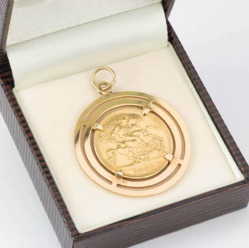 VINTAGE QUEEN VICTORIA HALF SOVEREIGN 18CT GOLD PENDANT - ADDITIONAL PHOTO 4