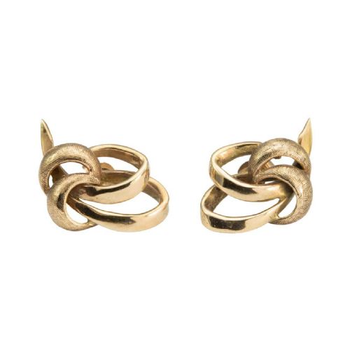 vintage 9ct gold looped stud earrings - CATEGORY: ANTIQUE JEWELLERY - DATED 1960
