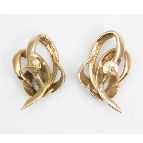 VINTAGE 9CT GOLD LOOPED STUD EARRINGS - ADDITIONAL PHOTO 2