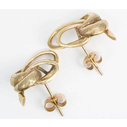 VINTAGE 9CT GOLD LOOPED STUD EARRINGS - ADDITIONAL PHOTO 3