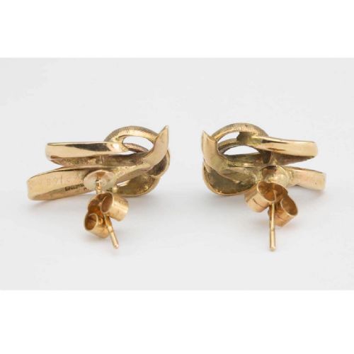 VINTAGE 9CT GOLD LOOPED STUD EARRINGS - ADDITIONAL PHOTO 4