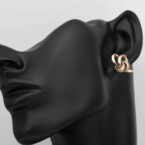VINTAGE 9CT GOLD LOOPED STUD EARRINGS - ADDITIONAL PHOTO 6