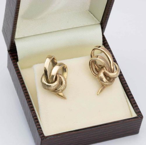 VINTAGE 9CT GOLD LOOPED STUD EARRINGS - ADDITIONAL PHOTO 7