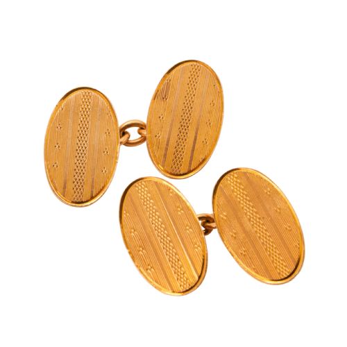 VINTAGE 1920S 9CT ROSE GOLD CHAIN LINK OVAL CUFFLINKS - ADDITIONAL PHOTO 1