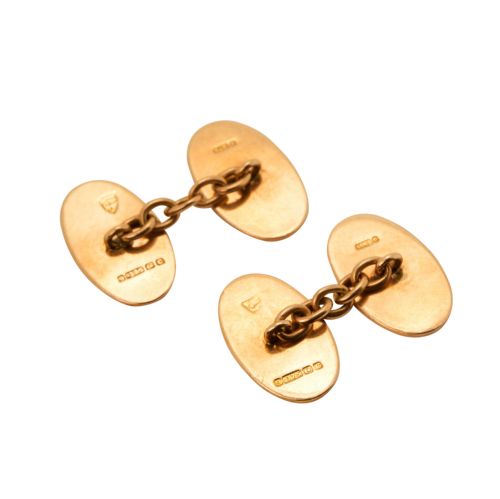 VINTAGE 1920S 9CT ROSE GOLD CHAIN LINK OVAL CUFFLINKS - ADDITIONAL PHOTO 2