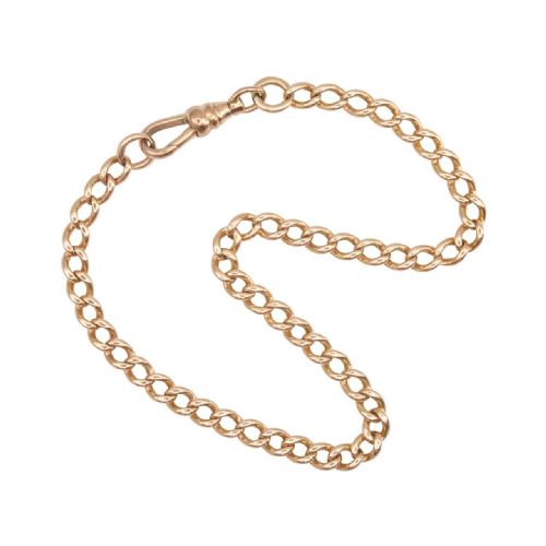 antique 9ct rose gold curb bracelet with dog clip - CATEGORY: ANTIQUE JEWELLERY - DATED EDWARDIAN