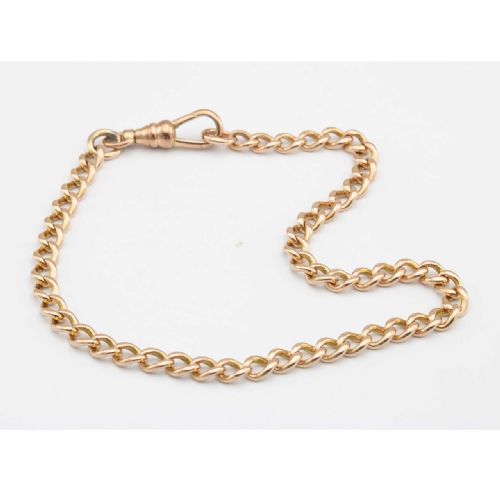 ANTIQUE 9CT ROSE GOLD CURB BRACELET WITH DOG CLIP - ADDITIONAL PHOTO 1